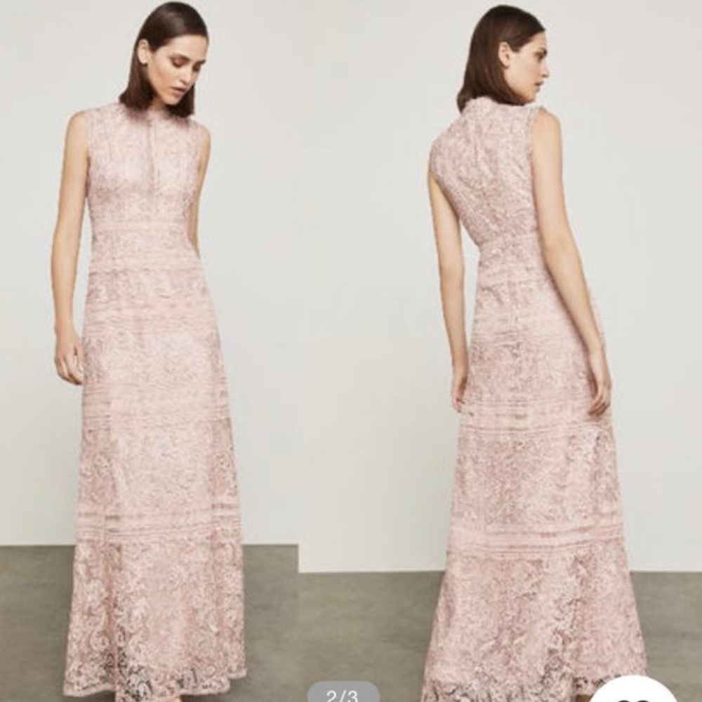 BCBGMAXZRIA GOWN evening blush lace dress